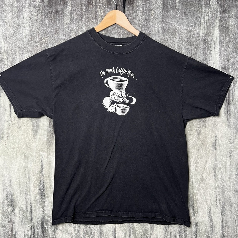 Vintage Art Shirt Shannon Wheeler Too Much Coffee Man Size Large 90's Dark Horse